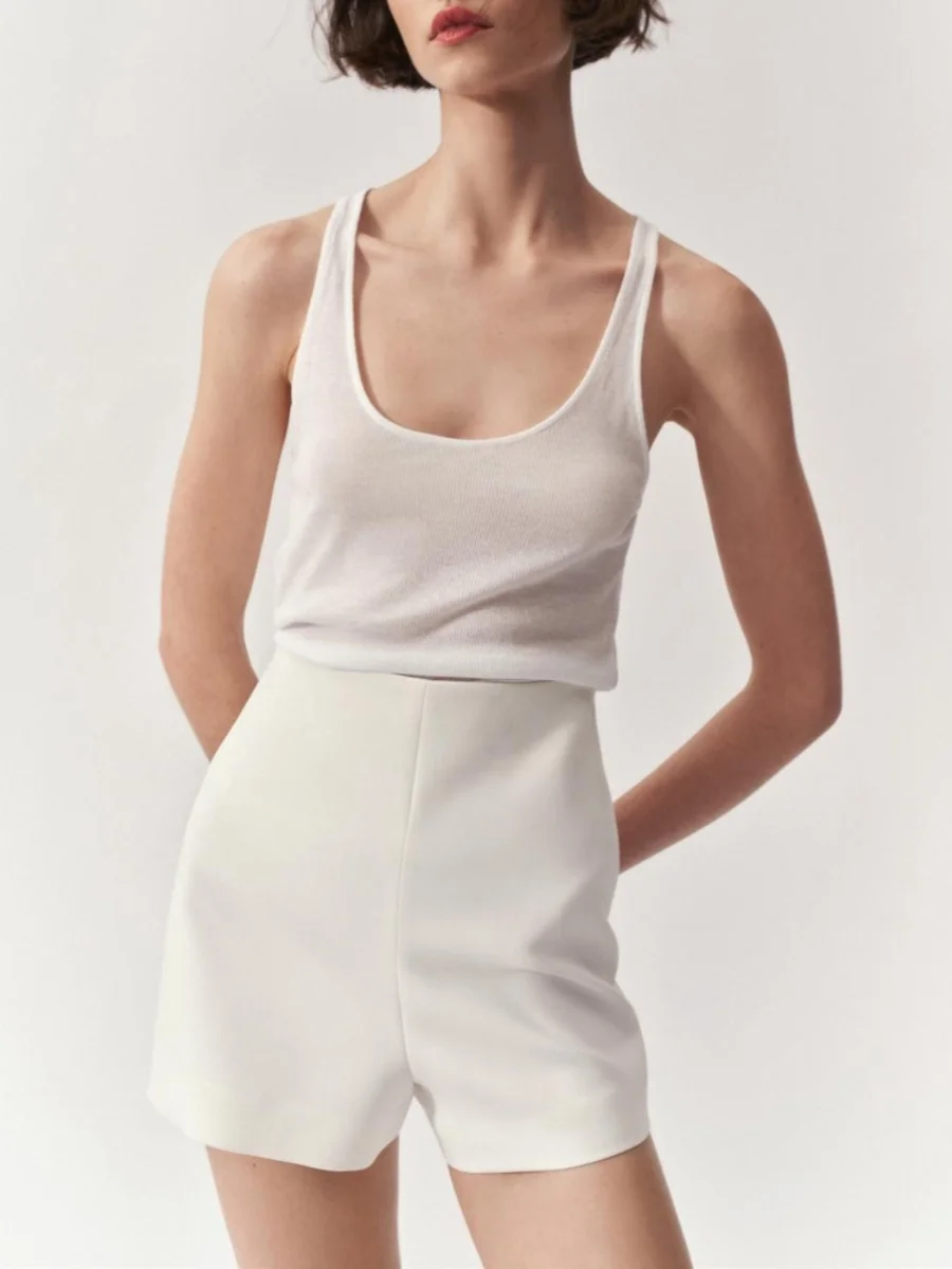 طقم نسائي صيفي جديد يتكون من سترة قصيرة وشورت بخصر مرتفع، مجموعة أزياء عصرية من القطن للنساء من سن 25 إلى 35 عامًا، مجموعة ال... #3