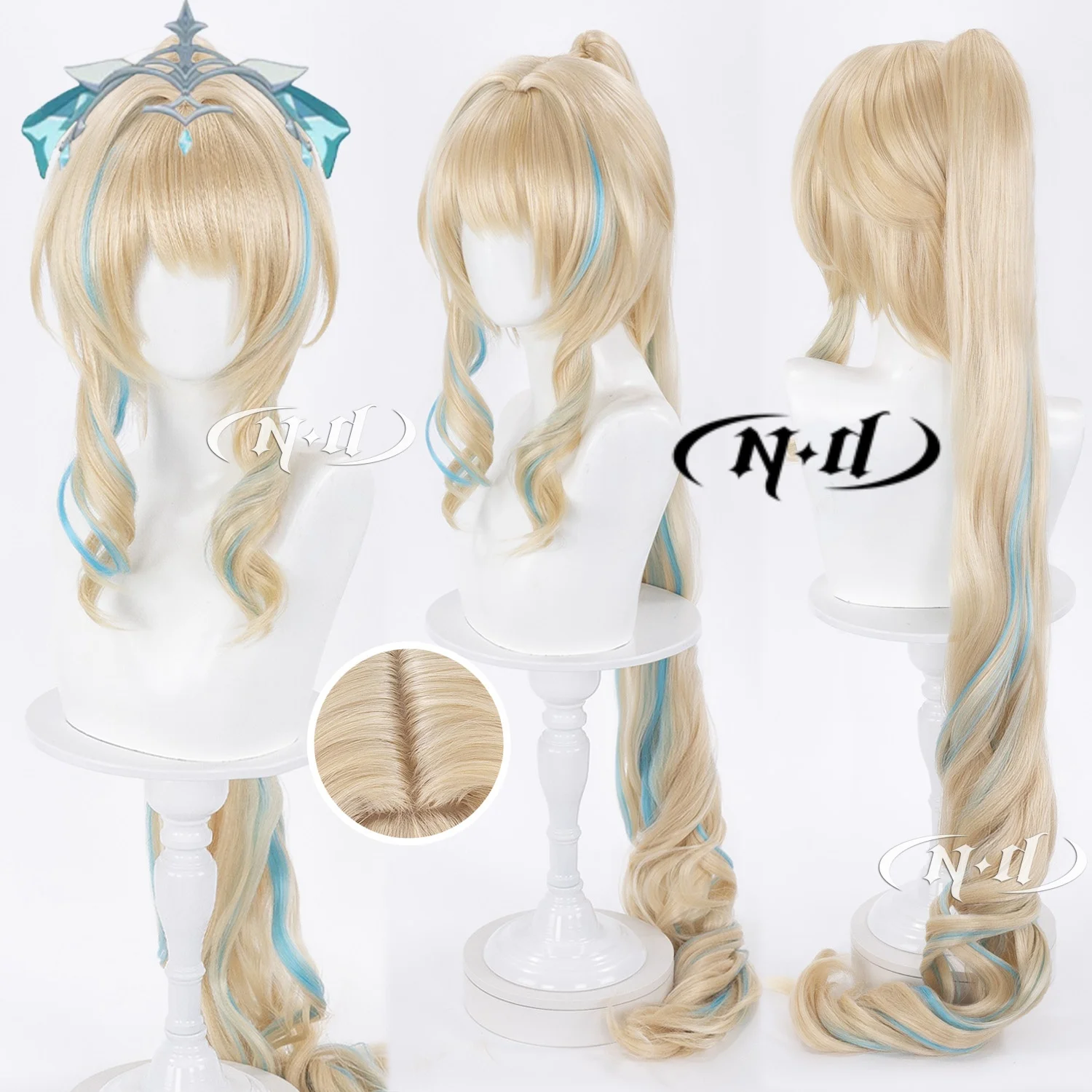 ND Brand Vesna Genshin Impact Cosplay Wigs Hair Hairpiece for Comic-con Cosplayer Halloween Costume Party Theme Heat-Resistant