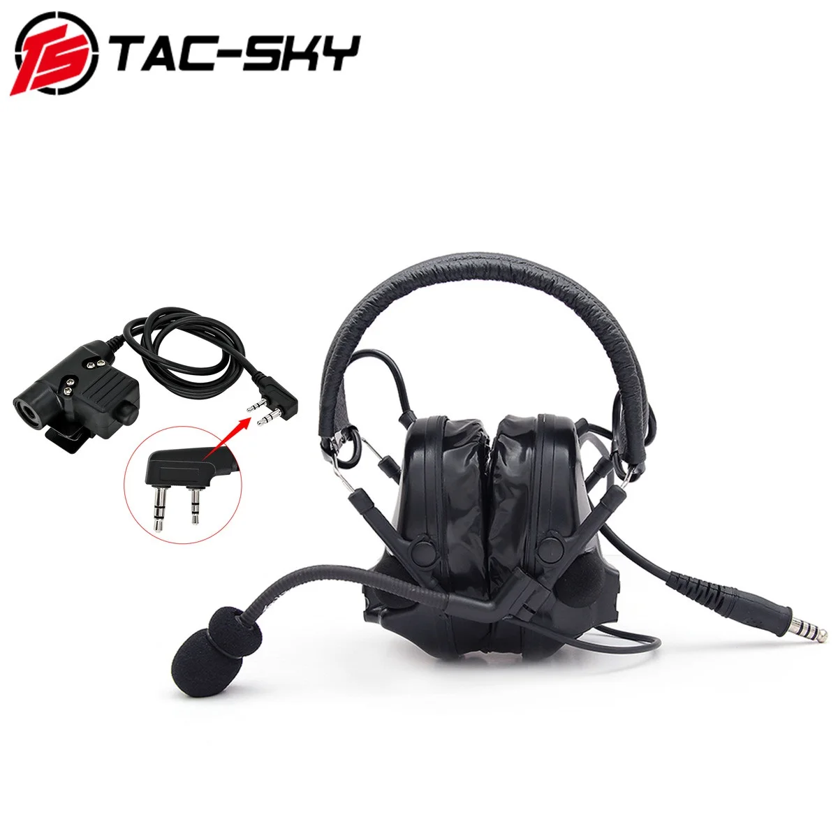 TS TAC-SKY COMTAC III Silicone Earmuffs Hunting Noise Cancelling Pickup Shooting Tactical COMTAC Headphones+U94 PTT KENWOOD PTT