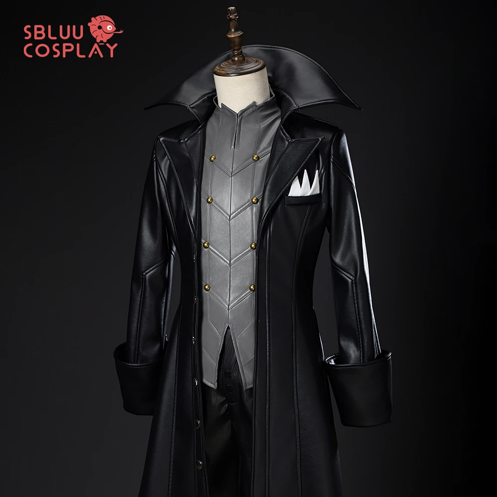 SBluuCosplay P5 Game Ren Amamiya Cosplay Costume Wig Mask Joker Faux Leather Coat Pants High Quality Halloween Cosutme