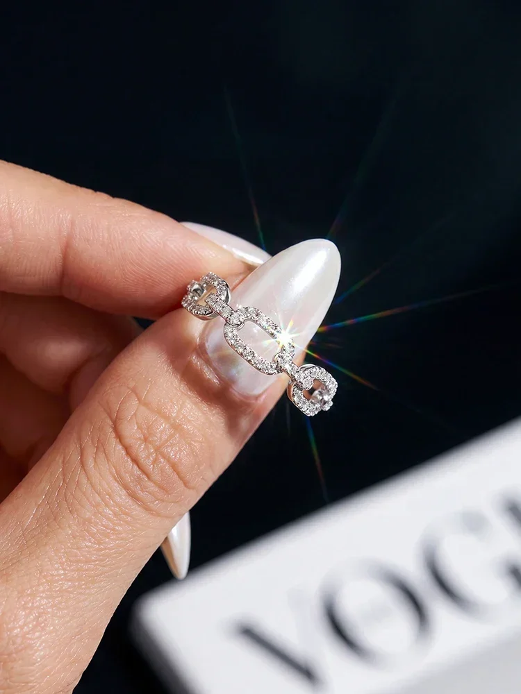 GRA Echter runder Moissanit-Diamant mit Zertifikat, Ringe für Frauen, Jahrestag, Hochzeit, 925er Sterlingsilber, edler Schmuck – Detail 2