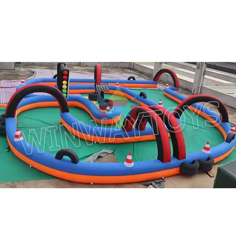 Newly Upgraded Grade Fun Inflatable Go-kart Track Inflatable Track Large Outdoor Playground For Adults And Children