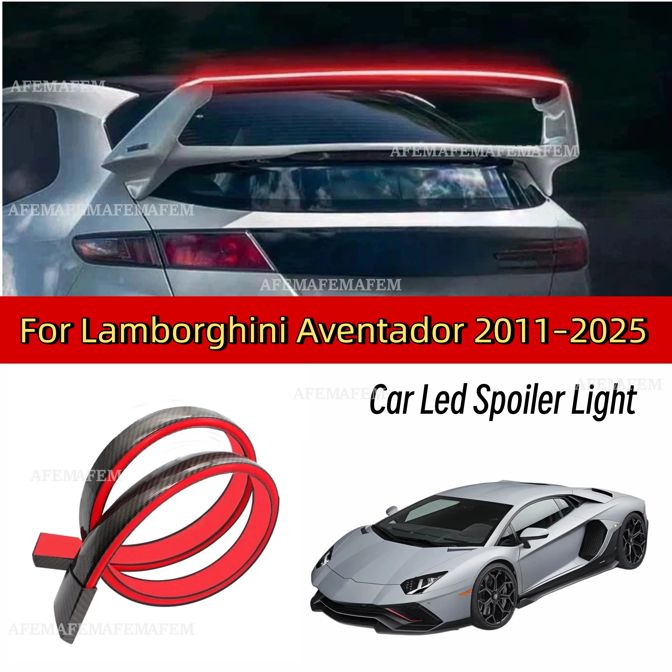 Para Lamborghini Aventador 2011-2025: Kit de alerón LED para maletero, alerón de techo de carreras con luz de señal de giro automática y luz de advertencia trasera
