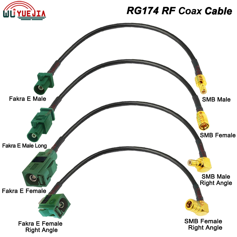 

RG-174 Green Fakra E Male Female to SMB Male Female Connector 50 ohm RF Coax Cable For Telecommunications Networking Automotive
