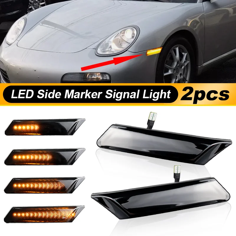 

For Porsche 911 997 987 Cayman Boxster Dynamic LED Amber Side Marker Light Arrow Turn Signal Blinker Indicator Lamps 05-12