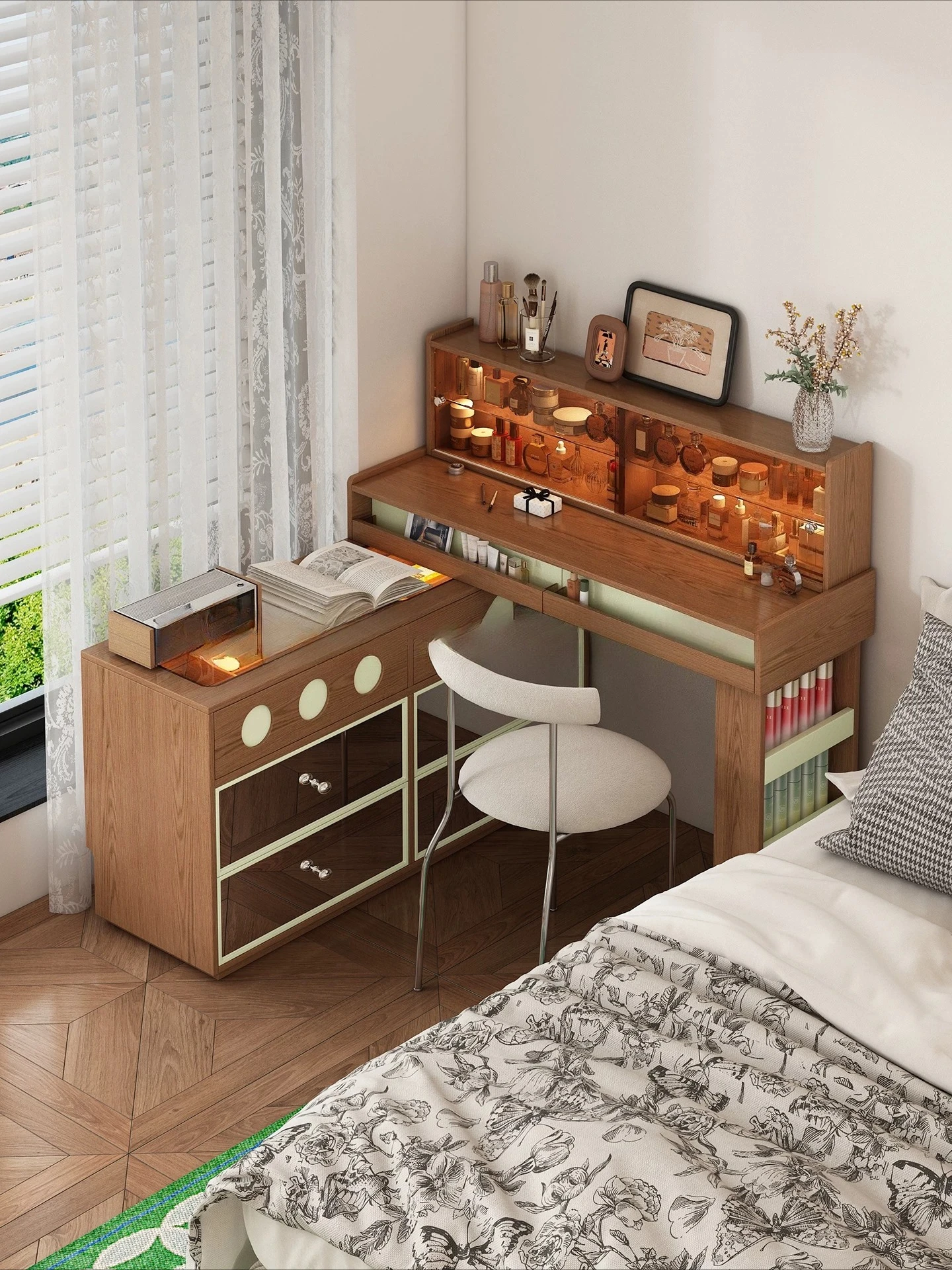DSA master bedroom makeup table dresser storage cabinet integrated antique home furniture