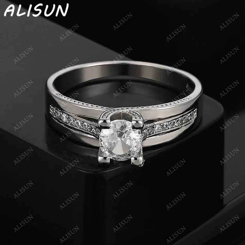 

ALISUN 925 Sterling Silver Zircon Geometry Wedding Ring For Women Grace Jewelry Trend Fashionable Birthday Party Gifts