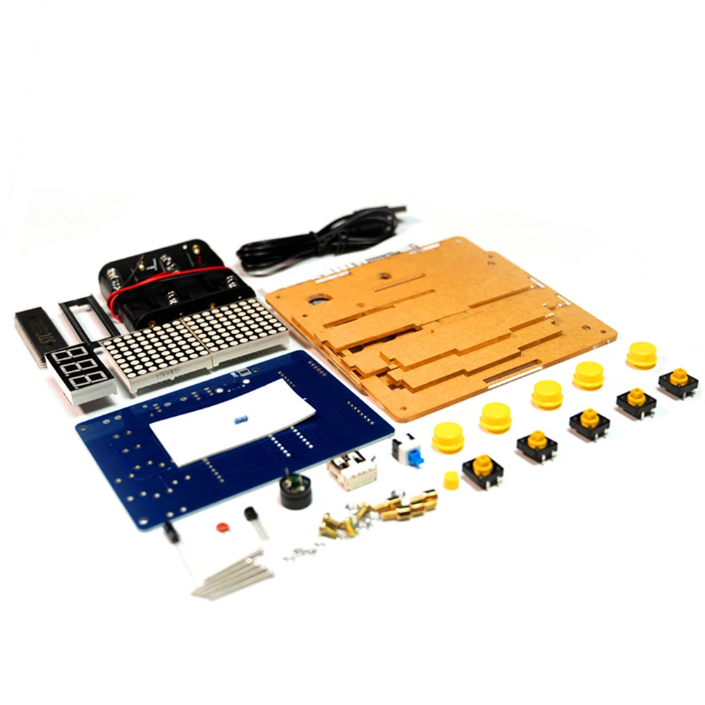 DIY Pixel Game Maker Kit Electronics Learning Assembly with Shell 3X Battery Box DIY Soldering Project Practice Solder