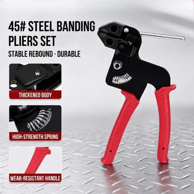 Self‑locking Metal Zip Tie Pliers Stainless Steel Cable Tie Kit with Gloves Automatic Tightening Cutting Tool for Cable Bundling