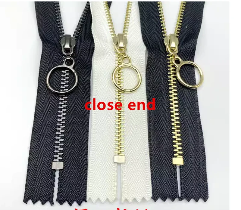 3#20-80cm open end close end light golden gun black white black metal zipper for collar pocket sewing diy tailor repair kit 2268