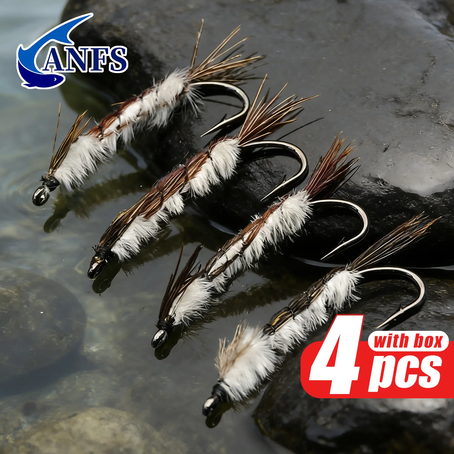 Moscas ANFS Nymph y Seca Atadas a Mano para Trucha - imagen 4
