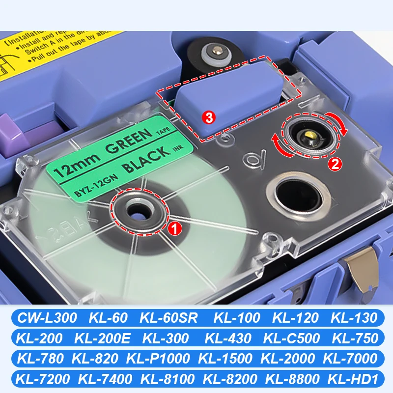 Compatible Casio 9/12mm 5 Colors Thermal Printer XR-9WE XR-12WE Label Printer Ribbon uesd for Casio ez label Printer