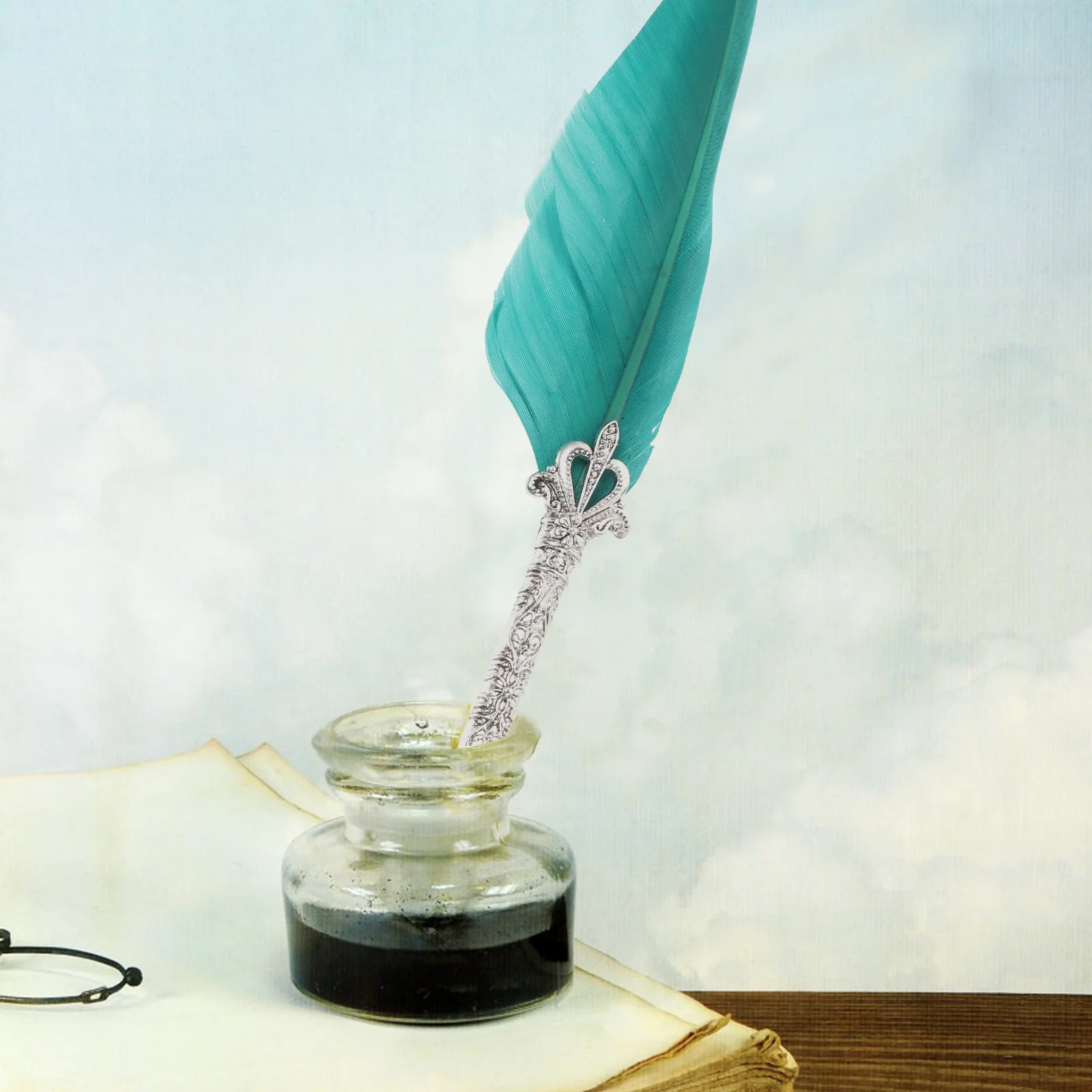 

1Set Wing Steel Pen Comfortable Grip Quill Lightweight Calligraphy Writing Signature Ink Pen