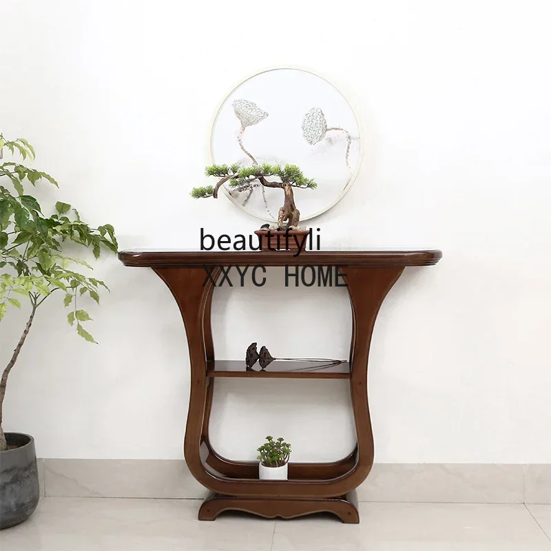 CXH ครึ่งวงกลมทางเดินตกแต่งโต๊ะข้างกับผนังด้านข้างตาราง Entrance Foyer คอนโซลยาวแคบตาราง