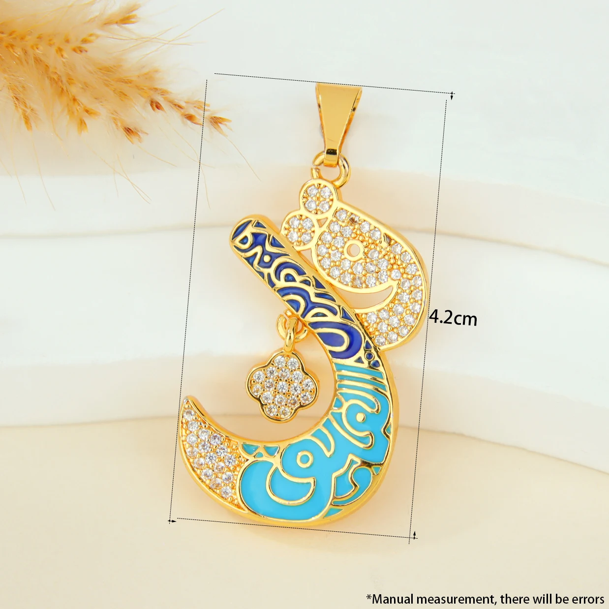 Arabische Muslimische Islamische Glücksbringer-Halskette Anhänger 21k Vergoldet Dubai Vintage Geometrischer Anhänger Bollywood Modeschmuck – Detail 9