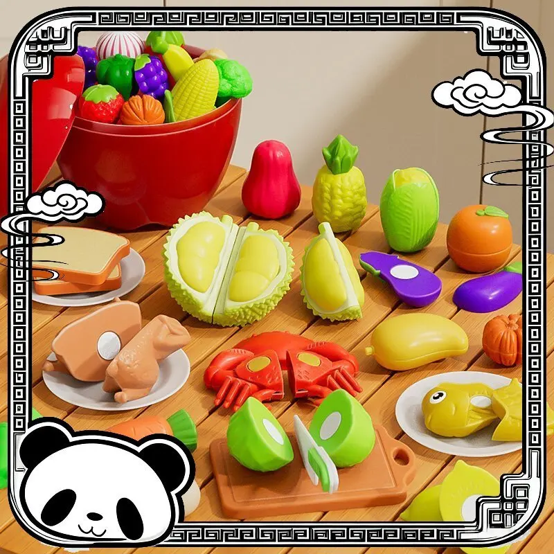 Children's Kitchen Pretend Play Toy Set - Steaming Boiling Peeling Cutting Fruits Vegetables Joy of Peace Fun Educational Game