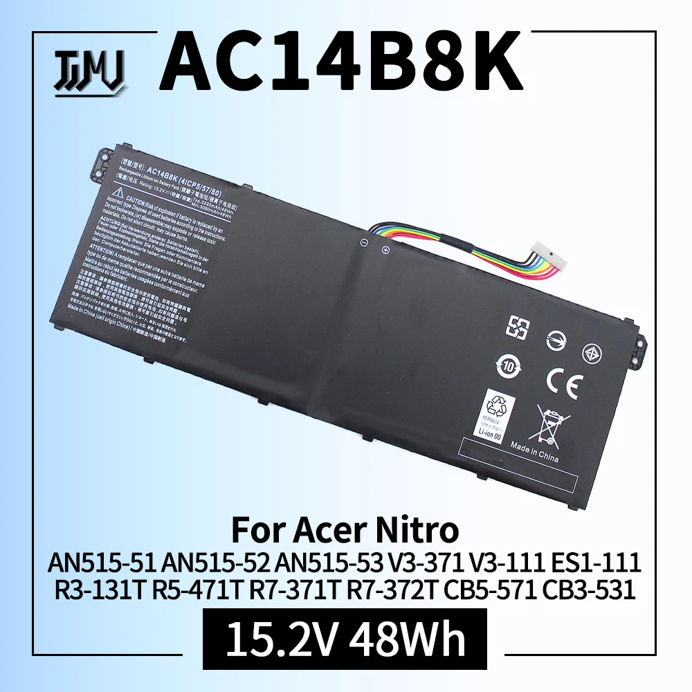 

Аккумулятор AC14B8K для Acer Predator Helios 300 N17C1 PH315-51 PH315-52 G3-571 G3-572 N18Q13 Nitro 5 AN515 AN515-53