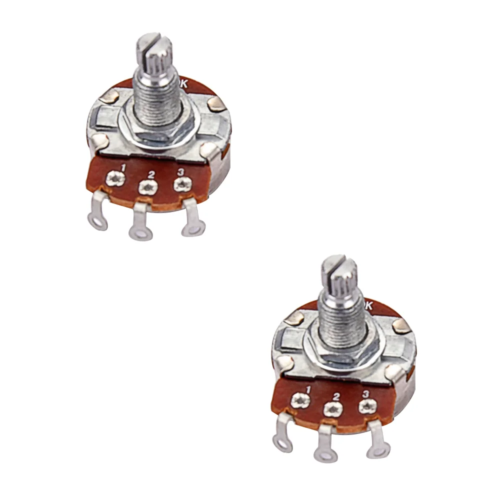 2 Pcs 250k Full Size Bass Pots Potentiometer Long Knurled Split Shaft Audio Taper Low Friction for Guitar Bass