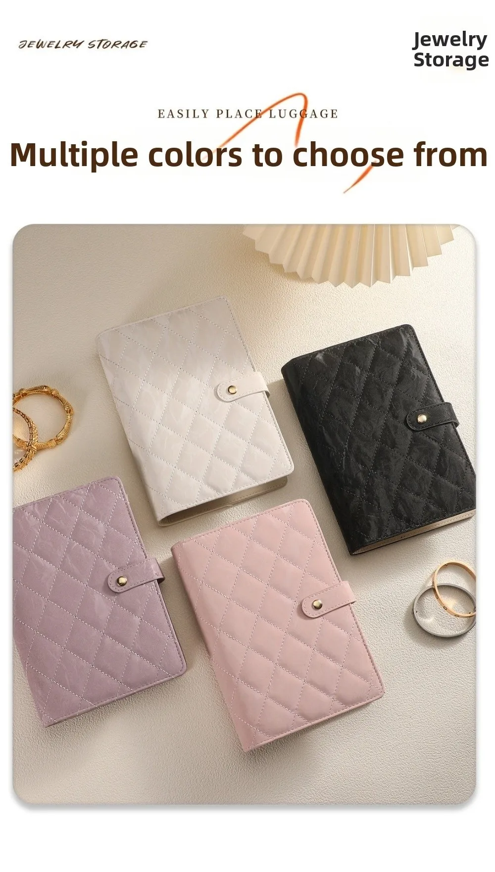 Transparent Jewelry Storage Book Velvet with Zipper Binder Storage Book Luxury PU Leather Clear Pockets Storage Bag for Jewelry