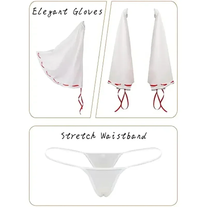 

Японский женский костюм для косплея, красно-белое кимоно, комплект из бюстгальтера и трусиков, костюм ведьмы