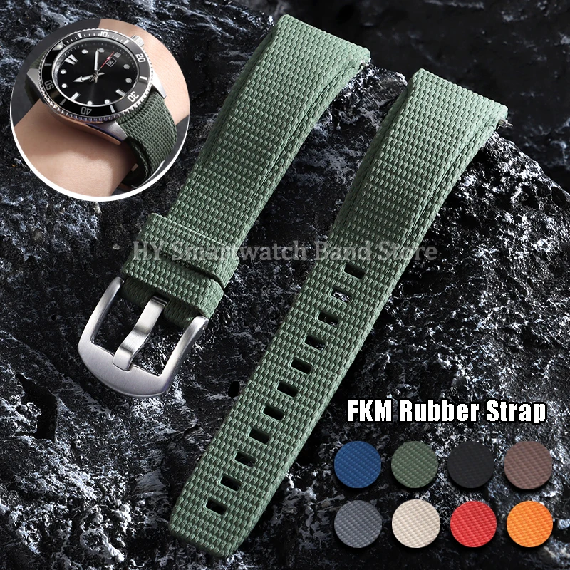 Nouveau bracelet de montre en caoutchouc FKM à extrémités courbes de 20 mm, 21 mm, 22 mm pour Omega, Seiko, Rolex, bracelet de montre à dégagement rapide pour Longines
