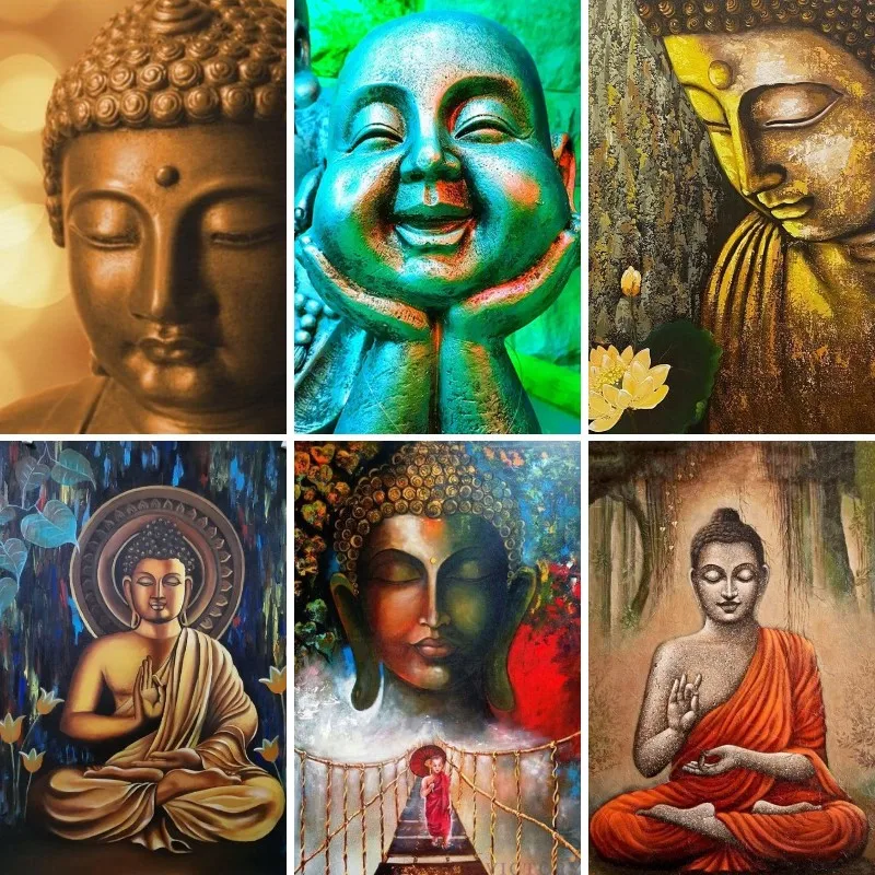 Full Square/Round 5D Diy Diamond Painting Buddha Lotus Embroidery Meditation Peace Cross Stitch Kits Mosaic Wall Stickers