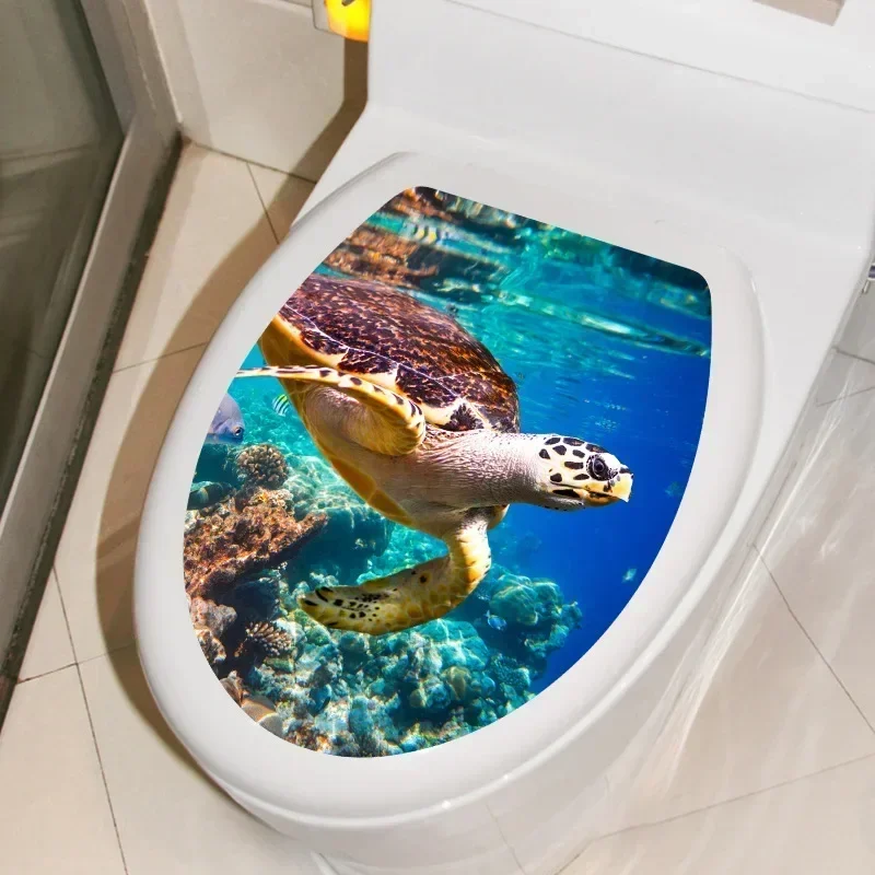 Undersea Animal Pattern Wall Sticker Bathroom Toilet Sticker Wc Self Adhesive Mural Beautify Sealife Home Decoration Decals