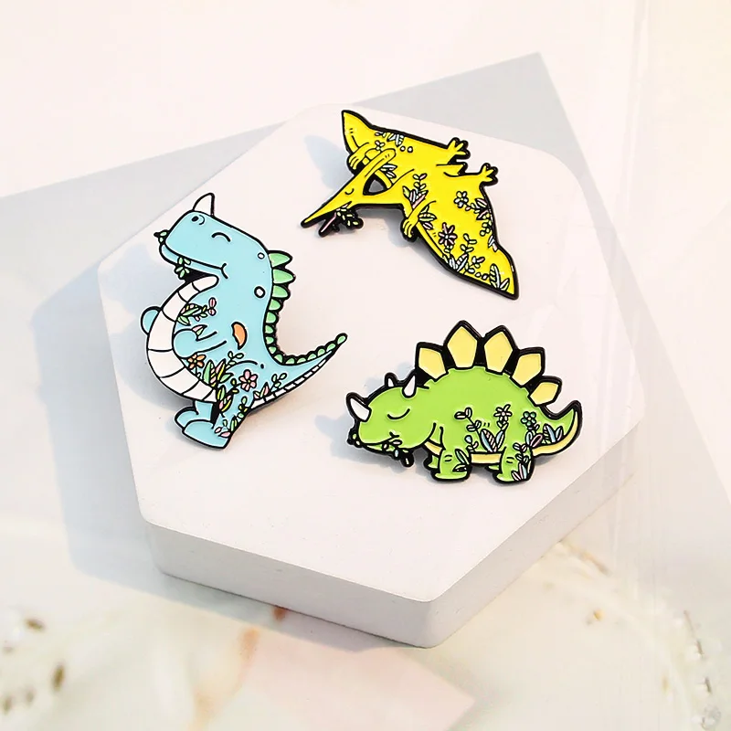 Pterosaur Tyrannosaurus Pines Bag Clothes Lapel Pins Jewelry Gift Kids Forest Dinosaur Enamel  Pins Custom Cute Animal Badge