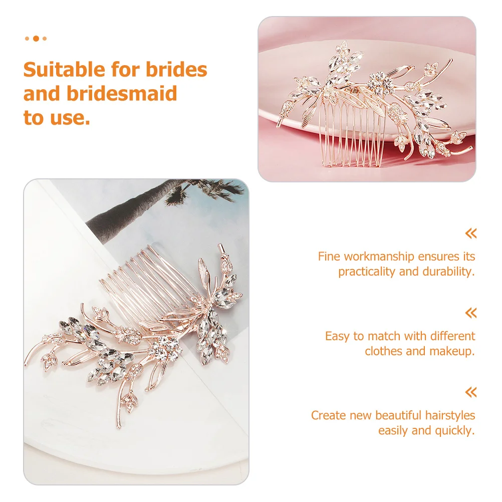 

Rhinestones Hair Comb Elegant Bridal Wedding Accessory for Women Crystal Evening Party Hairpin Bridesmaid Cosplay Jewelry