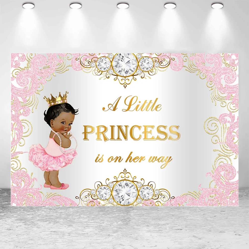 Mocsicka Royal Baby Shower ฉากหลังเพชรสีดําสาว Welcome Party ตกแต่งเจ้าหญิงน้อย Is On The Way ภาพพื้นหลัง