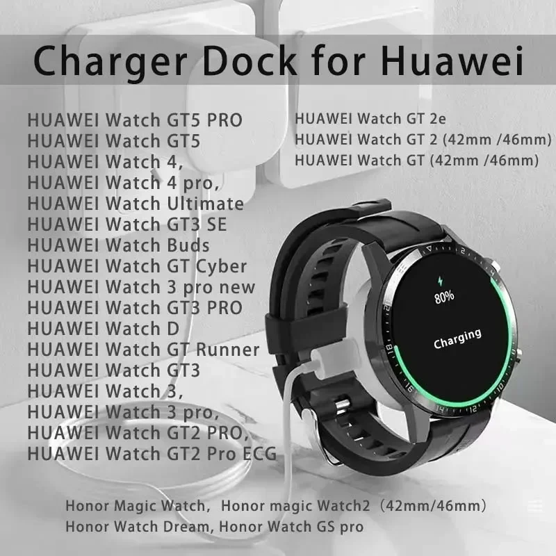 Charger Base For Huawei Watch GT5 GT4 GT3, GT2 Pro, GT 2E Cyber Runner 2022, 4 3 Pro D Ultimate Buds Honor Magic 2 Dream GS Pro