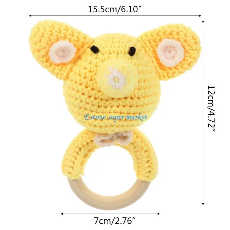 090B Cartoon Haak Olifant Rammelaar Baby HOUTEN TEETER RING ZUCHT ZINLIJK TEeint Speelgoed