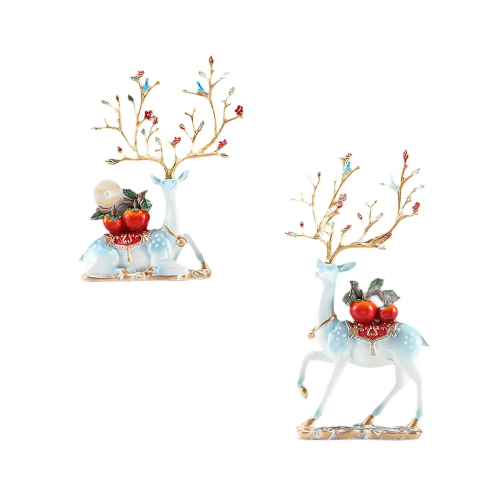 Reindeer Figurines Animal Statue Deer Figurines for Office Bookshelf Bedroom