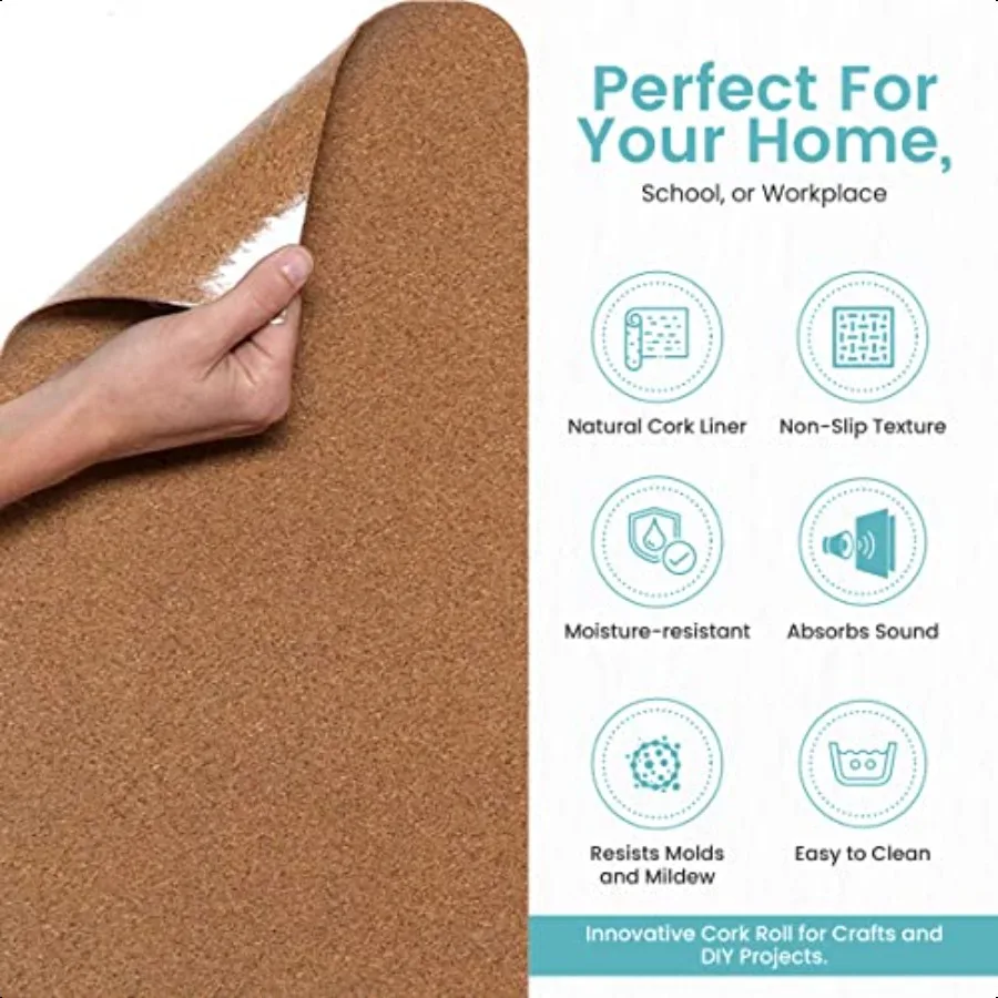 Forro de prateleira de cortiça multiuso de marca 18" x 4' marrom pacote de 6