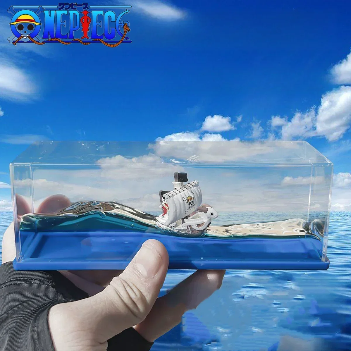 Botella de deriva fluida de barco 3d Thousand Sunny Going Merry Boat, adorno de barco flotante de una pieza, juguete de descompresión, decoración del hogar