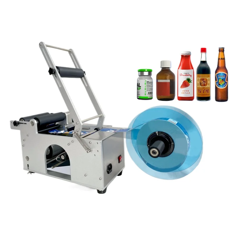 Round bottle labeling machine, handheld semi-automatic self-adhesive, small coding and labeling machine, small mineral