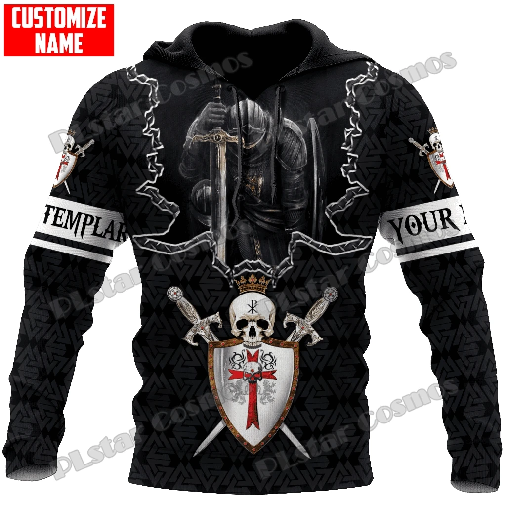 

Knights Templar Warrior Skull Custom Name 3D Printed Men's Hoodie & Sweatshirt Unisex Casual pullover Autumn zip-up Jacket QDY17