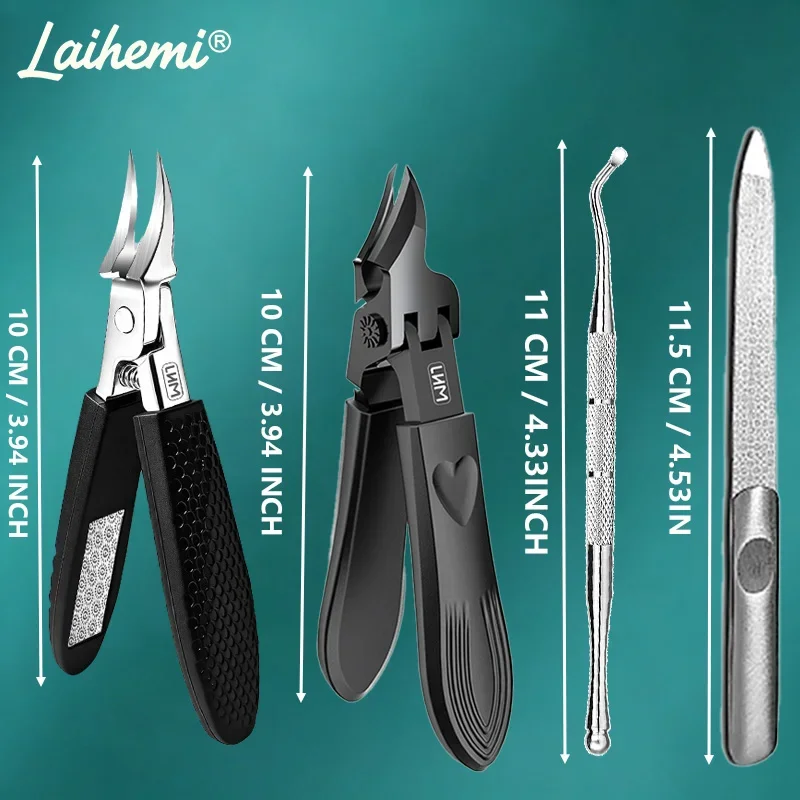 LAIHEMI 4Pcs Manicure Grooming Kit, Sharp Nail Clippers, Precision Cut Thick Hard Nails, Elderly Home Nail Care Tools