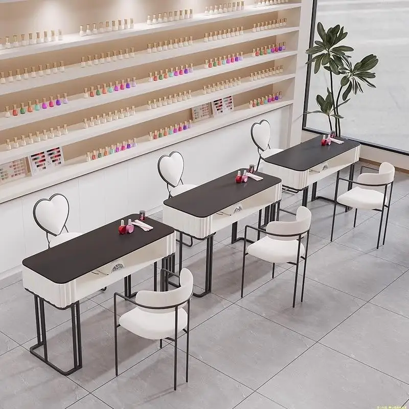 

Stores Minimalist Nail Tables Display Lazy Partitions Beauty Comfortable Nail Tables Throne Space Saving Tisch Salon Furniture