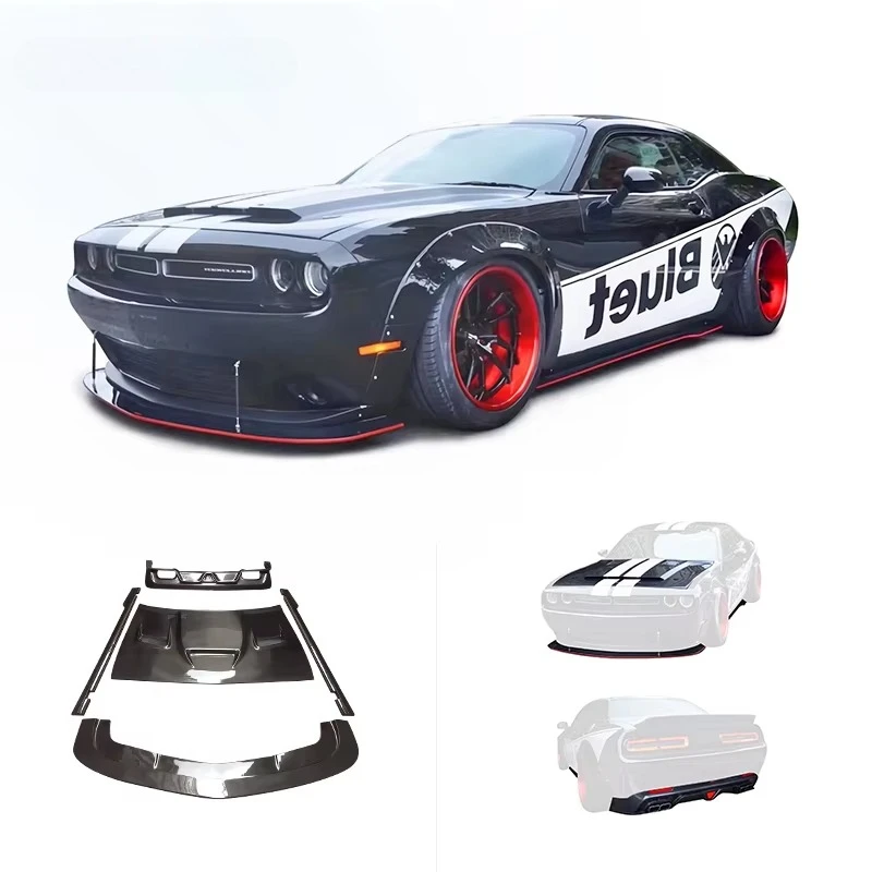 For Dodge Challenger Body Kit Upgrade Carbon Fiber Front Bumper, Front Lip, Side Skirt  Rear Lip Car Modification Decoration