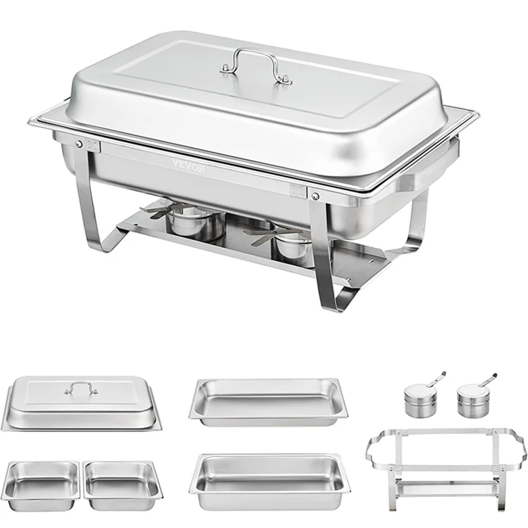 Other Hotel Buffet Equipment Stainless Steel Food Warmer Saving Dish Catering Rectangle Chafing Dish Buffet Set