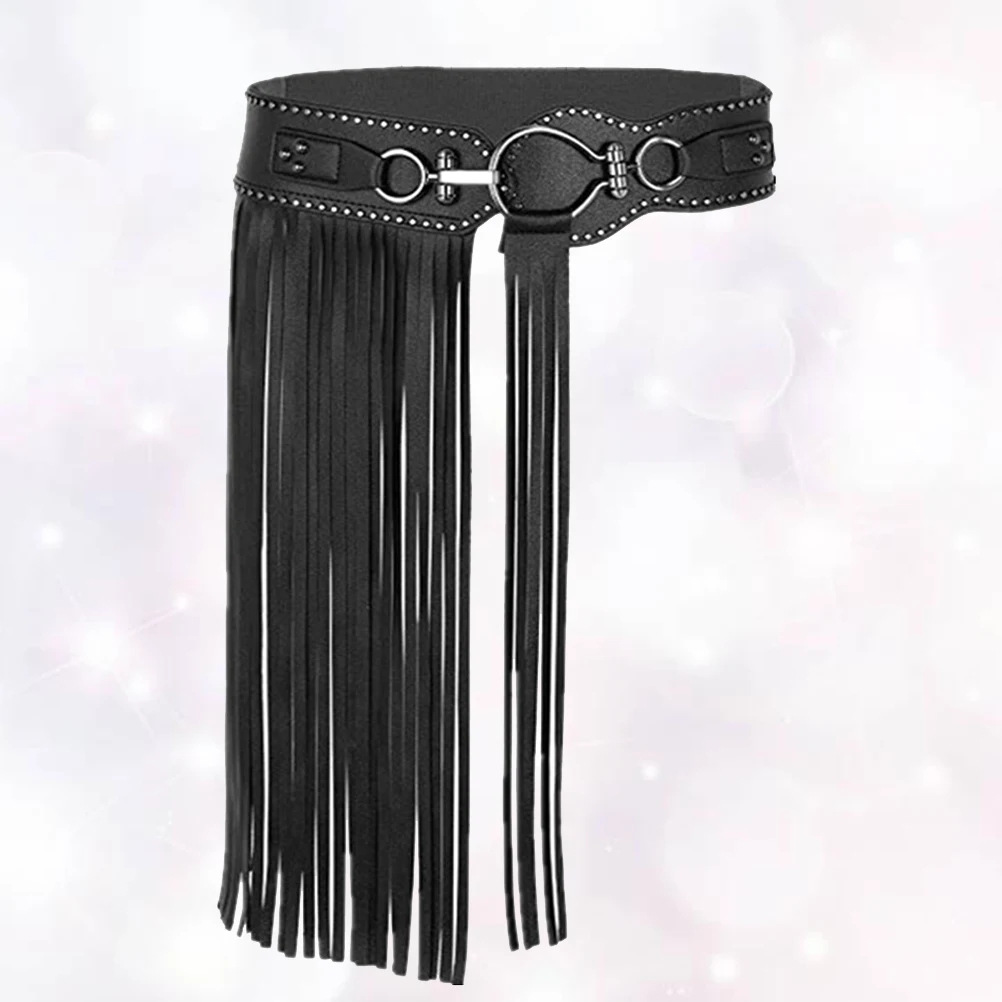 

1pc Punk Style Skirt Women Tassel Belt Rivet Waistband Goth Cosplay Costumes Accessories Punk Skirt