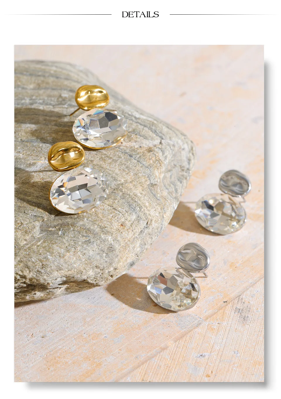 Yhpup Edelstahl Kristall Ovale Ohrstecker Hypoallergen Glänzend Neuheiten Stilvoller Partyschmuck Geschenk – Detail 8