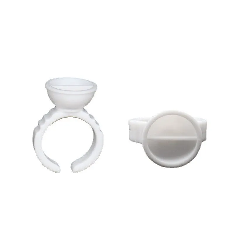 100pcs Disposable White Glue Holder Ring Adhesive Pallet For Eyebrow Tattoo Pigment Eyelash Extension Container Ring Cup