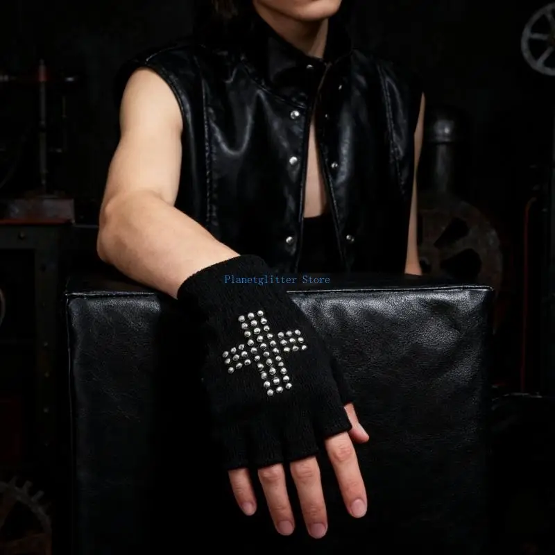 652B Unisex Fingerless Gloves Soft Knit Acrylic For Typing And Driving