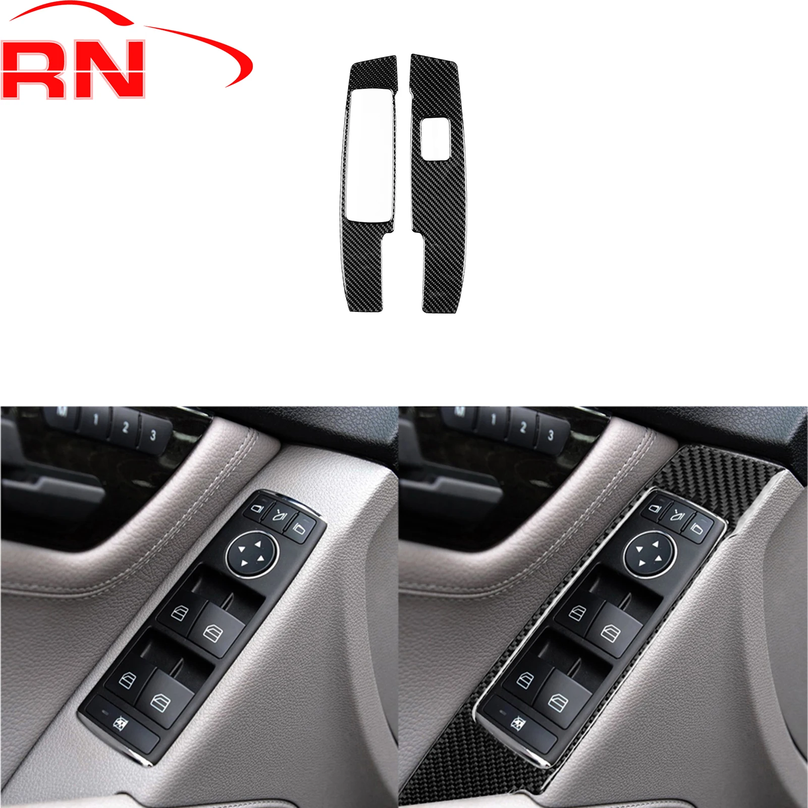 

For Mercedes-Benz C-Class W204 2007-2013 Modification Carbon Fiber Window Lift Cover Interior Accessories Piano Black Sticker