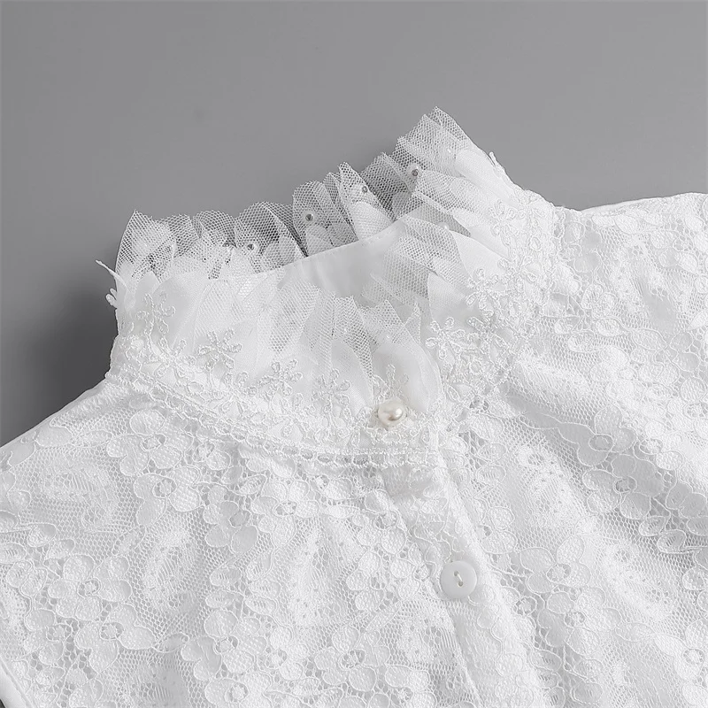 انفصال طوق الديكور الإناث التطريز وهمية طوق كاذبة طوق لسترة الشيفون لفصل الشتاء قميص سترة #3