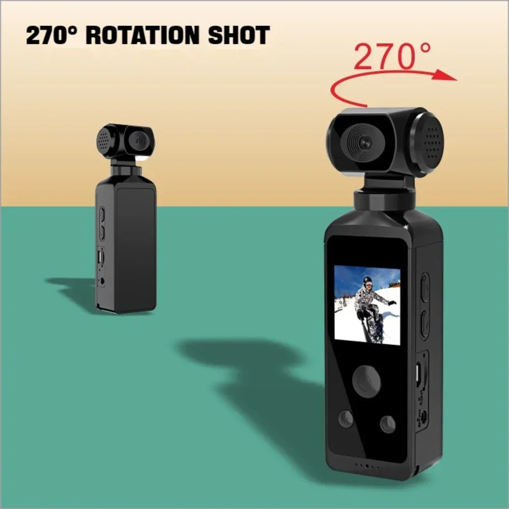 270° Rotatable 4K Ultra HD Pocket Action Camera Vlog Wifi Mini Sports Cam Waterproof Case Helmet Travel Bicycle Driver Recorder