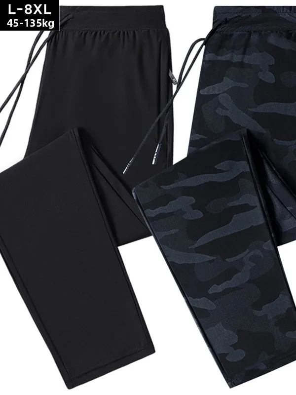 

Camouflage Ice Silk Loose Fit Thin Straight Leg Summer Spor plus Size Casual Ice Sensation Qui Dry Pants Trendy Men's Lei...