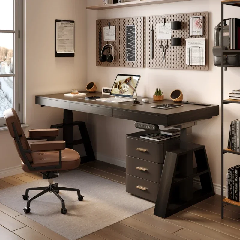 

Intelligent Automatic Lifting Desk Italian Minimalist Black Solid Wood Bedroom Computer Desk Office Desk Home Lifting Model